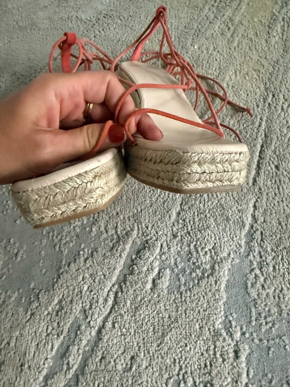Jeffrey Campbell CORAL Ankle Tie Espadrille Wedge sandals  40 / 9.5